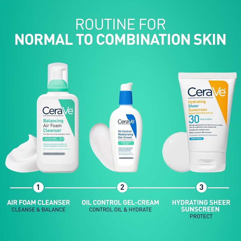 CeraVe Foaming Facial Cleanser for Combination Skin - 8HR Oil Control & 24HR Hydration | 8oz, Fragrance-Free, Non-Comedogenic