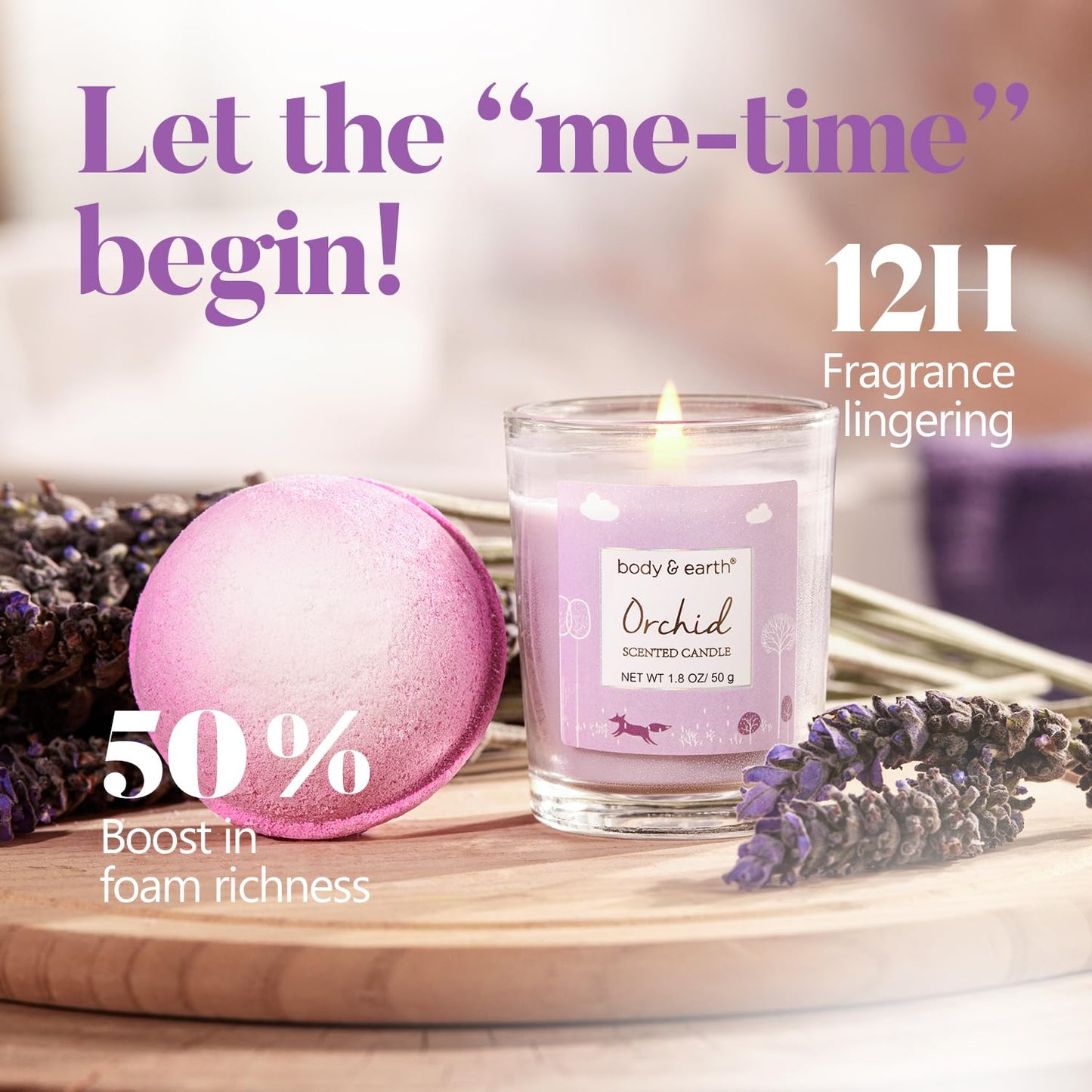Spa Gifts for Women, Body & Earth 5 Pcs Gifts for Women Orchid Gift Sets for Women, Bath and Body Gifts Set, Valentines Day Gifts for Women, Self Care Bath Gifts for Women
