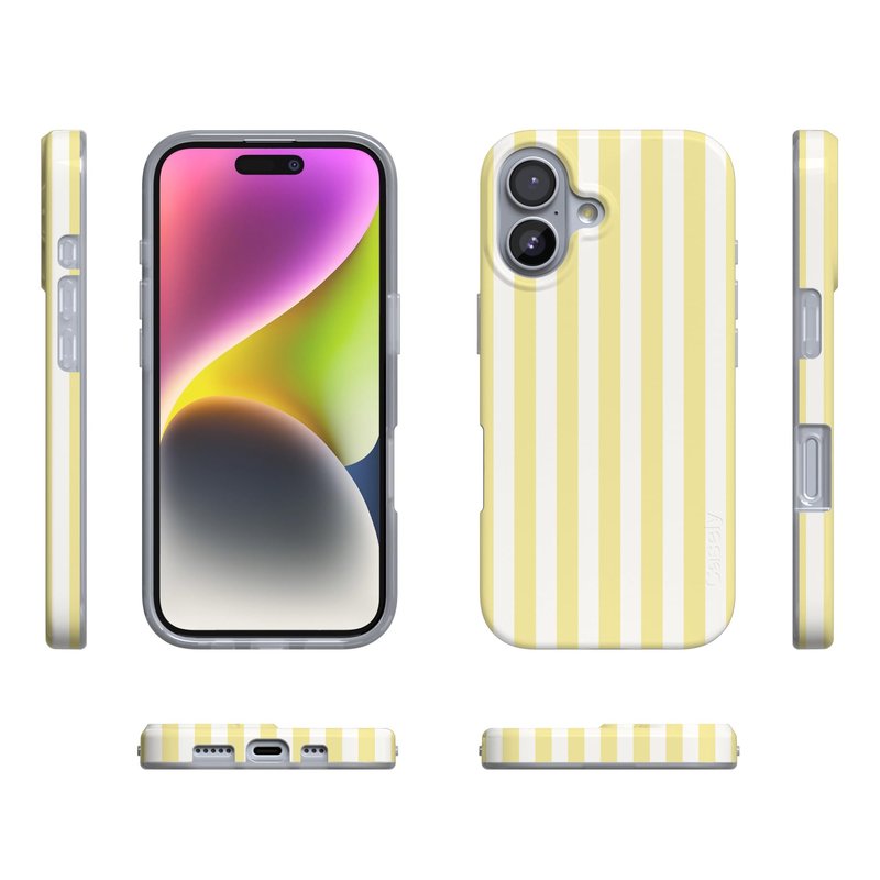 Casely iPhone 17 Case | Butter Yellow Stripes | Sunday Best | Compatible with MagSafe | Classic Ultra Slim Design