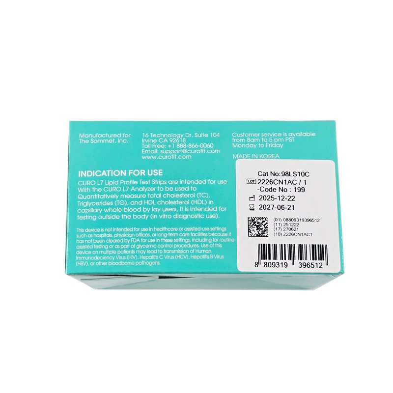 CURO-L7 Professional Grade Blood Cholesterol Testing with Home KIT - All-in-One Test Device, Test Strips 5ea, Lancets, and EziTube Rod Included
