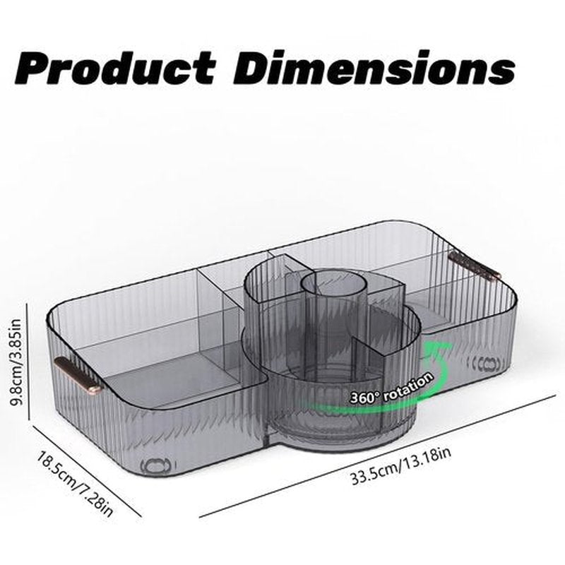 Aieyaki Rotating Makeup Organizer Cosmetic Display Case, Used for Vanity Makeup Brushes, Lipstick, Perfume and Various Skin Care Products - Spacious and Fashionable Storage Solution(Transparent Grey)