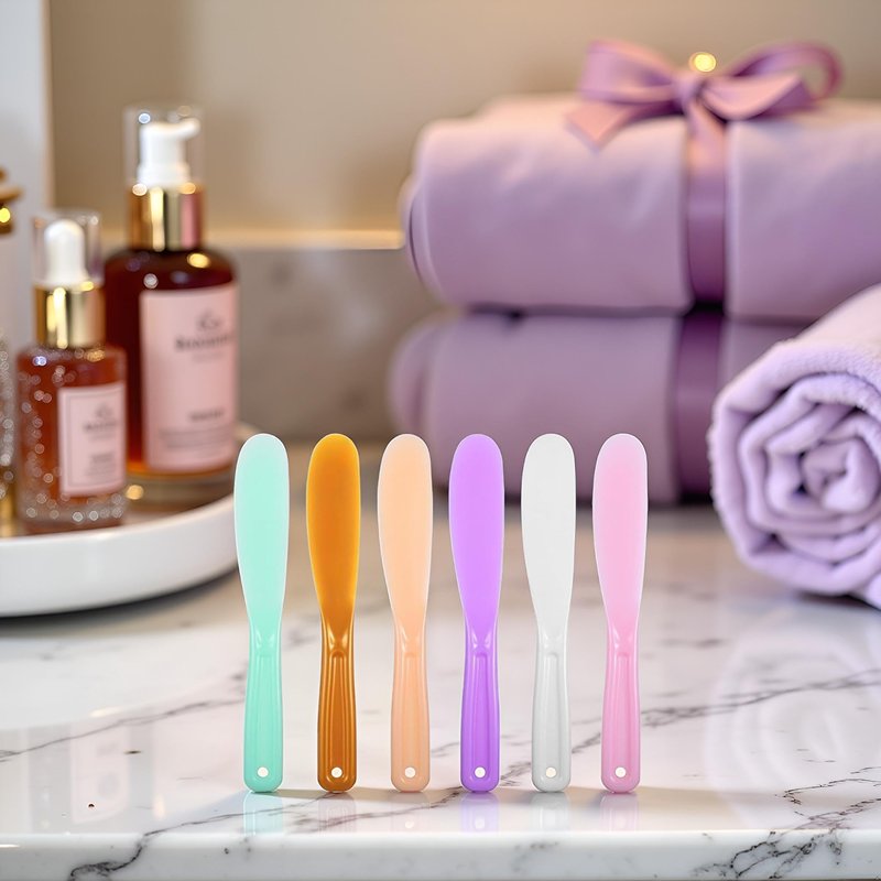 6Pcs Large Plastic Cosmetic Spatula Candy Color Reusable Cosmetic Mask Mixing Spoon Scoops Spatulas Stick Applicator Beauty Spa Makeup Tools for Facial Skin Care DIY Mask Mixing Sampling Tool