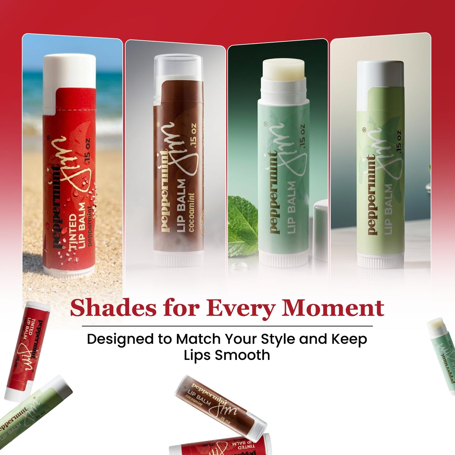 Peppermint Jim Tinted Peppermint Lip Balm – US Made, Hydrating & Moisturizing Lip Care, Natural Tint Color, Soothing Protection for Dry Lips, Softens & Smooths, Cruelty-Free Everyday Lip Balm