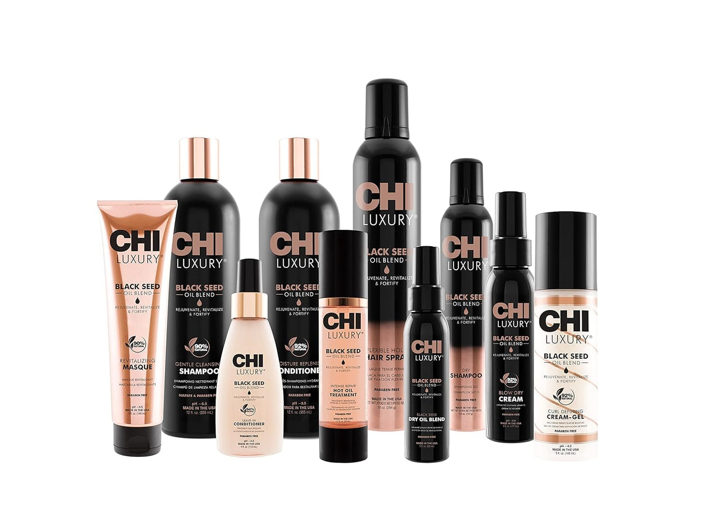 CHI Luxury Black Seed Oil Flexible Hold Hairspray, Adds Hair Texture & Volume, Natural Hold, Sulfate, Paraben & Gluten-Free, 10 Oz