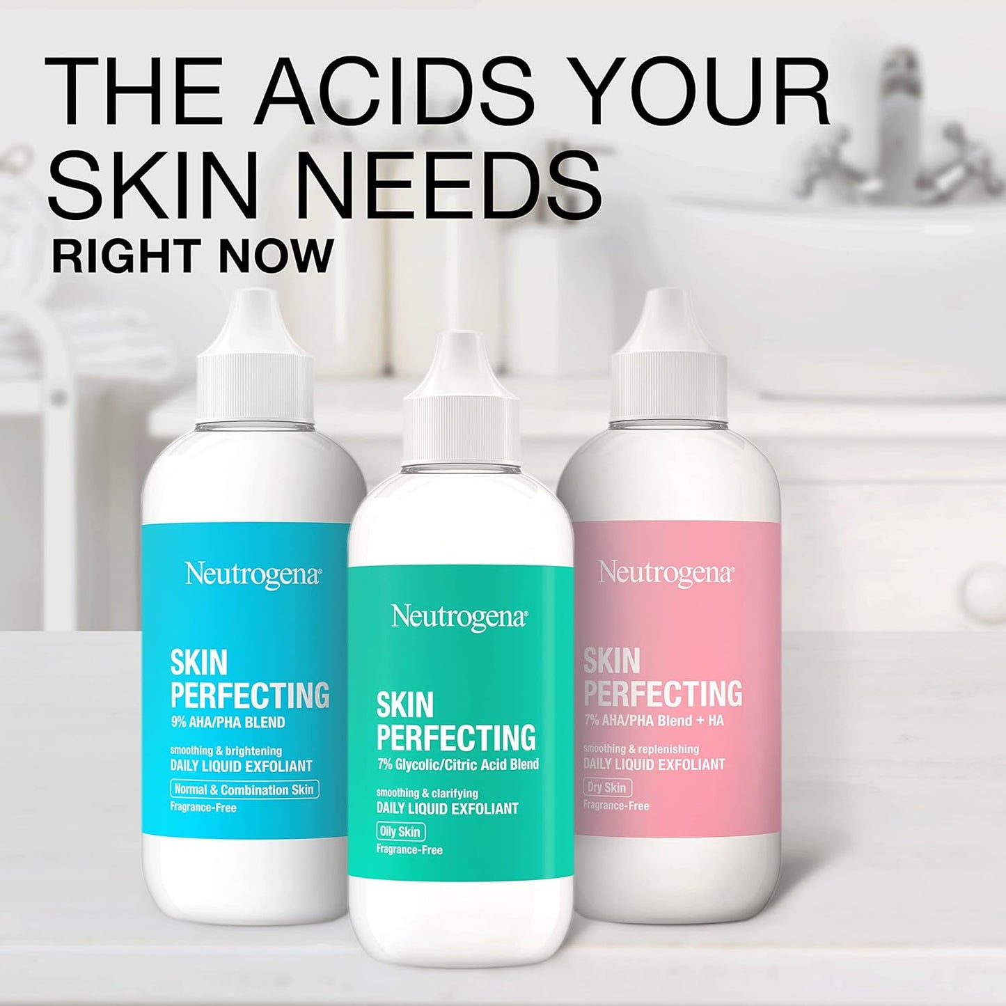 Neutrogena Daily Liquid Facial Exfoliant with 7% Glycolic Acid for Oily Skin - Smoothing & Clarifying Leave-On Treatment, 4 fl. oz
