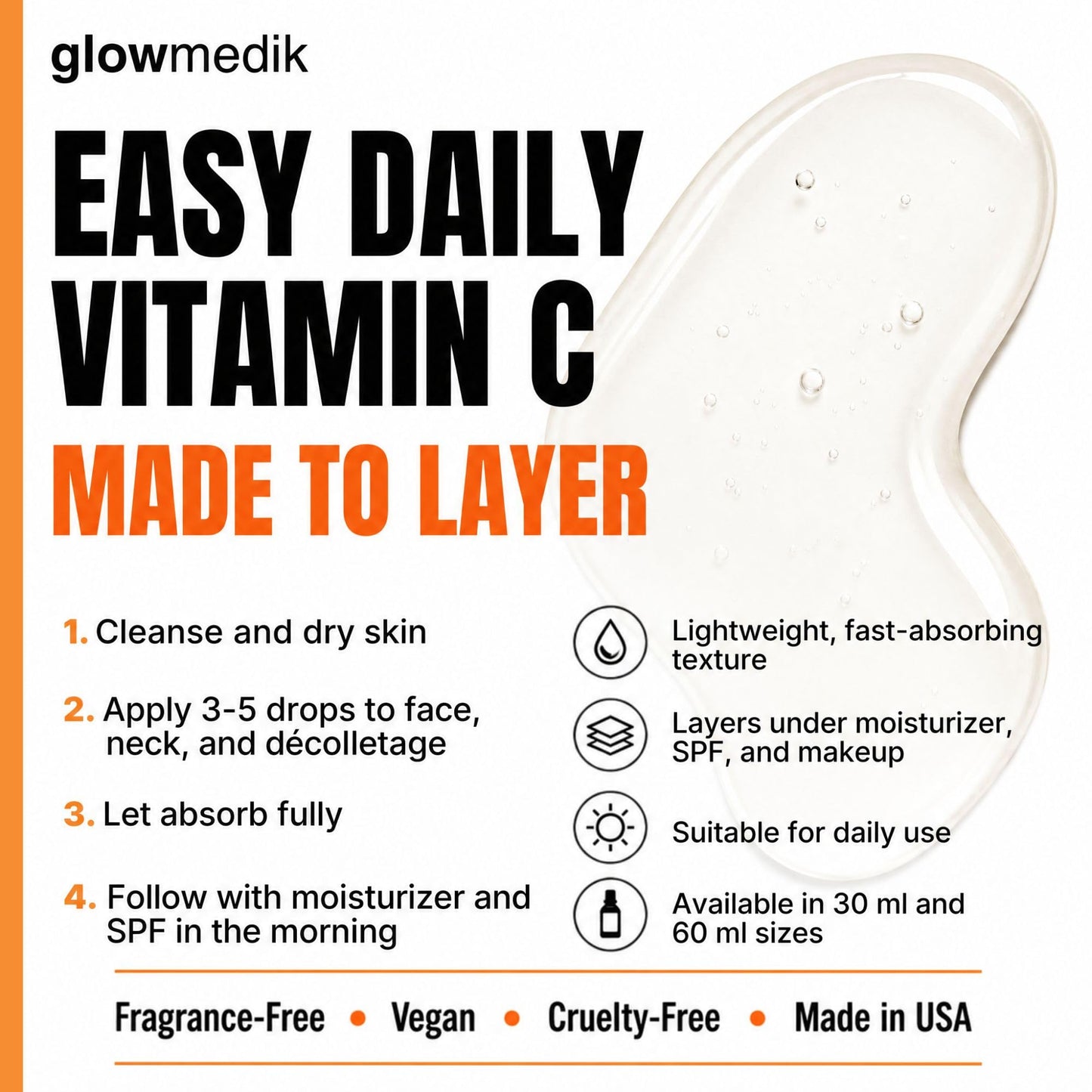 GlowMedik Vitamin C Serum for Face - Illuminating Brightening Serum for Dark Spots - Dark Spot Corrector with Hyaluronic Acid & Vitamin E - Fine Lines & Wrinkles, Sensitive Skin, Made in USA 2 fl oz