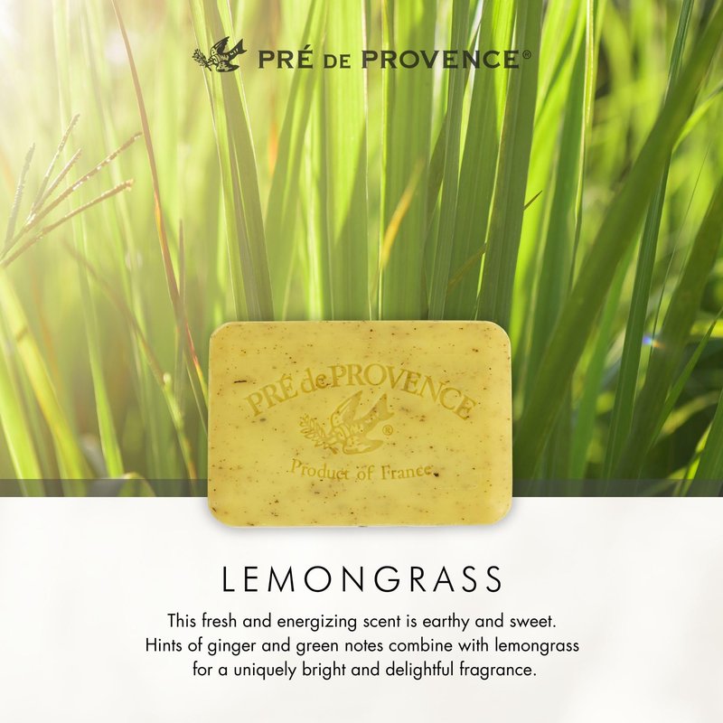 Pre de Provence Artisanal Soap Bar, Natural French Skincare, Enriched with Organic Shea Butter, Quad Milled for Rich, Smooth & Moisturizing Lather, Lemongrass, 5.3 Ounce