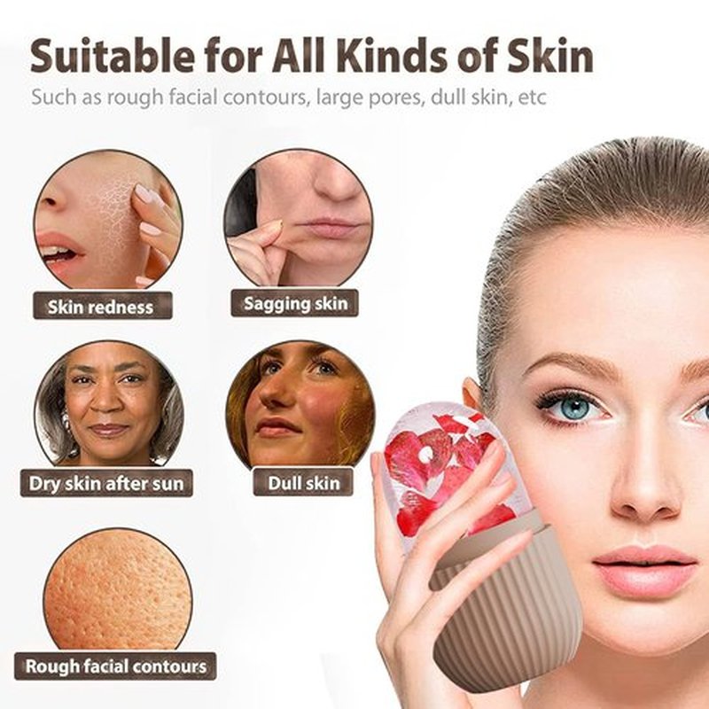 XHJRI Ice Face Roller Massager,Ice Cube Roller for Face, Eyes and Neck Naturally Conditioning and Skin Care,De-Puff Eye Bags,Reduce Migraine Pain,Reusable Massage Silicone Ice Mold (Coffee)
