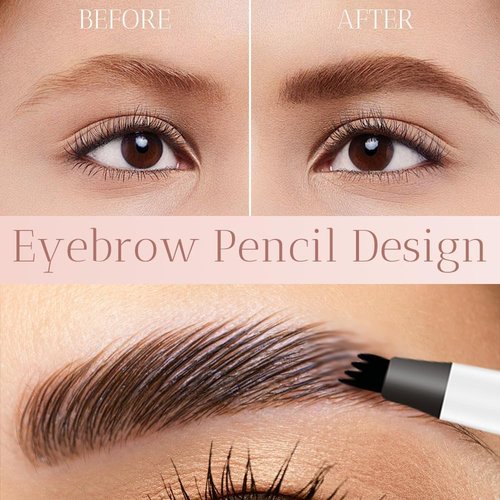 Microblading Eyebrow Pencil,2025 NEW Microblading Eyebrow Pen with 4 Tip Eye Brow Pen,Natural Makeup Fine Stroke Magic Eyebrow Pencil Stay on All Day(Dark Brown+Black)