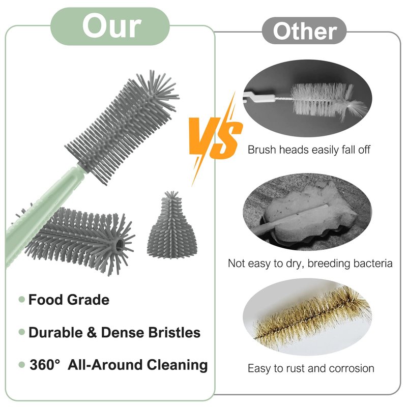 Baby Bottle Brush Set,6 in 1 Travel Silicone Bottle Cleaner Kit with Extendable Brush,Built-in Drying Rack,Nipple & Straw Brushes,Soap Dispenser & Organizer Case – Baby Shower Gift for New Moms