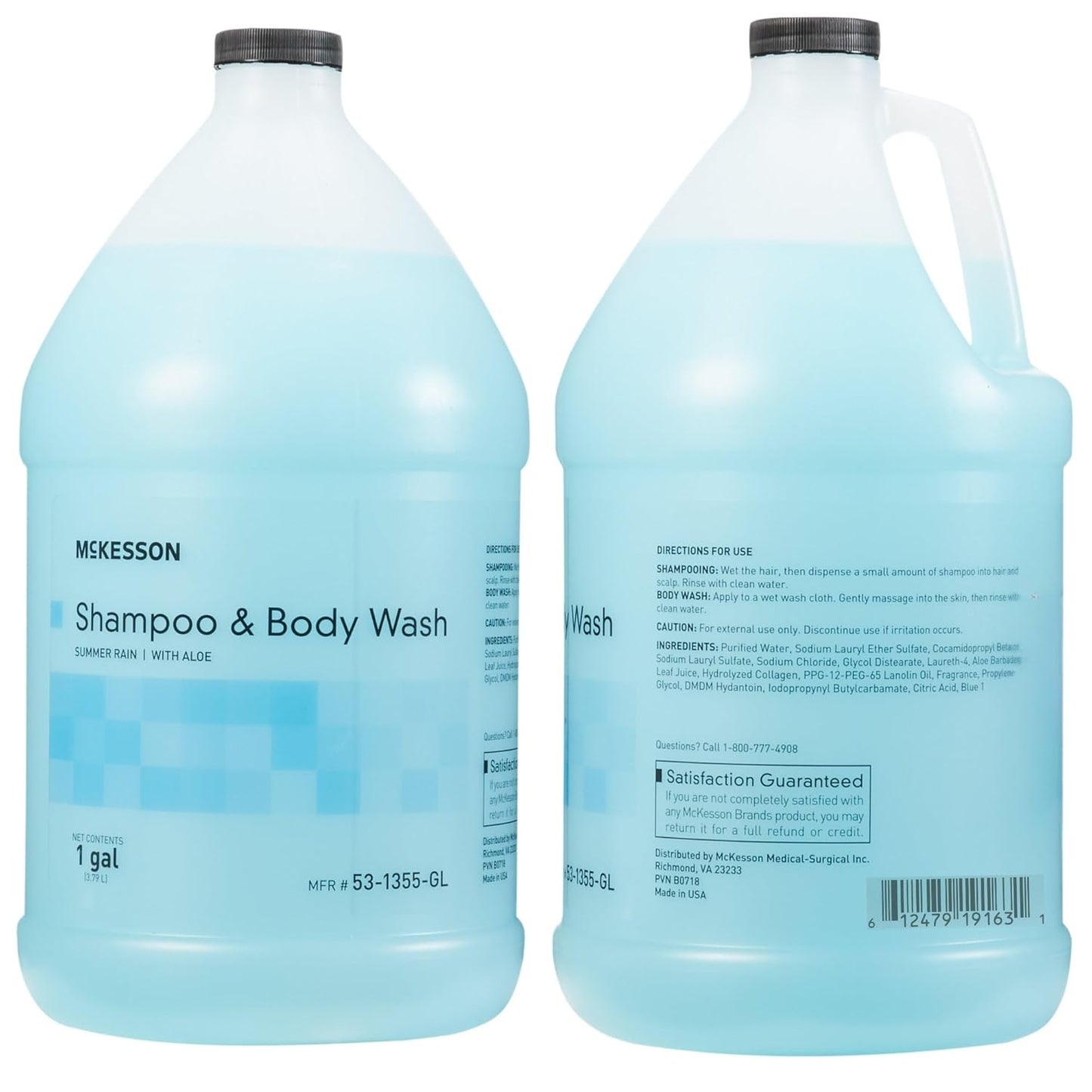 McKesson Body Wash and Shampoo - 1 Gallon Bulk Refill Full Body Wash with Aloe, Cucumber Melon Scent - Sensitive Skin & Hair 2‑in‑1