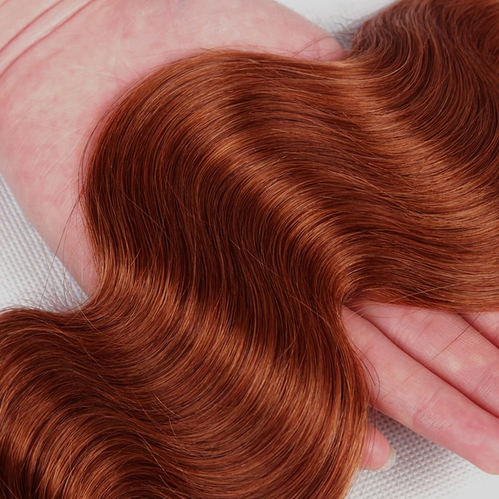 Reddish Brown Bundles Color #33 Bundles Human Hair 30 32 34 Inch 8A Grade Peruvian Virgin Hair 3 Bundles Color #33 Body Wave Bundles Human Hair Auburn Bundles Copper Red Human Hair Weave
