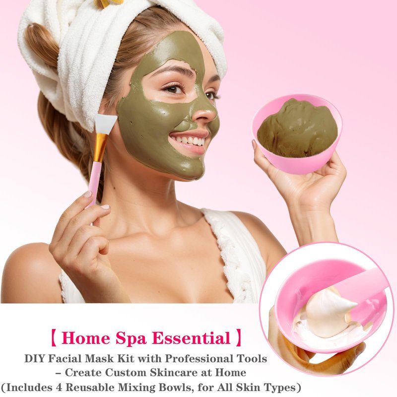 Bigwinyep Silicone Face Mask Mixing Bowl, Silicone Bowls for Facials, DIY facial mask mixing bowl for Home Salon Spa Face Skin Applicator Bowl, Pink