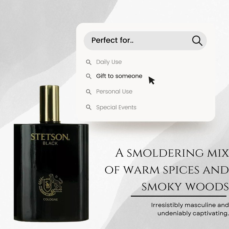 Stetson Black Cologne for Men Spray 3.4 Ounces
