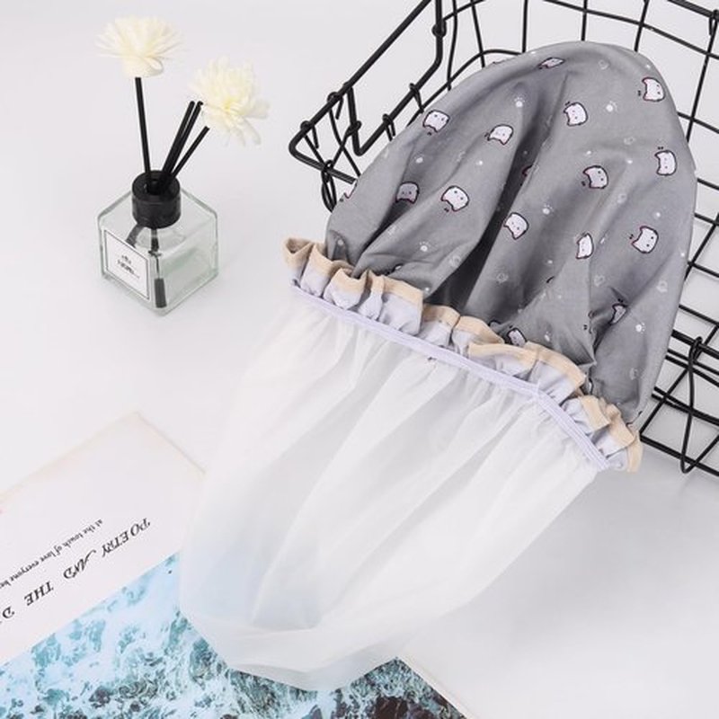 4 Pcs Shower Caps Hat for Women and Girl, Reusable Waterproof Bath Cap Double Waterproof Layers Cat and Boat Pattern