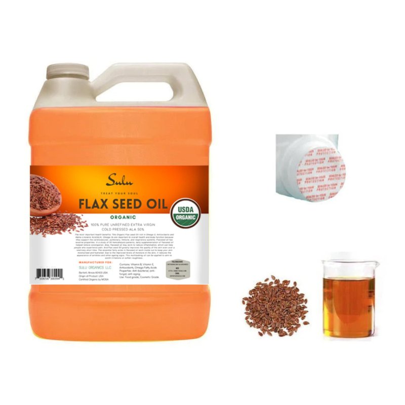 SULU ORGANICS 100% Pure Organic Extra Virgin Unrefined Flax Seed Oil (64 oz)
