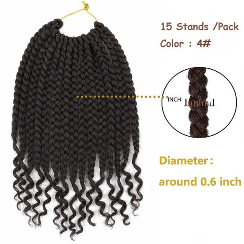 6 Packs Crochet Box Braids Curly Ends 10 Inch Crochet Braid Hair Bohemian Box Braid Crochet Hair for Black Women (4#, 10 Inch)