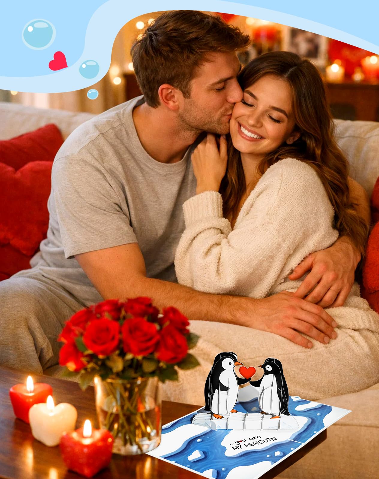 Coralogo Pop Up Anniversary Card - "You Are My Penguin" 3D Romantic Anniversary Pop Up Card Cute Valentines Day, Birthday, Wedding Cards with Envelope Gift for Her, Him, Wife, Girlfriend, Boyfirend, Husband