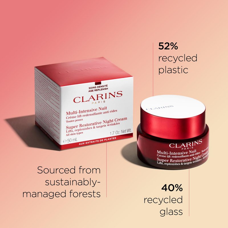 Clarins Super Restorative Night Cream | Anti-Aging Moisturizer For Mature Skin Weakened By Hormonal Changes | Illuminates & Densifies Skin | Lifts & Tones | Targets Spots & Wrinkles | 1.7 Ounces