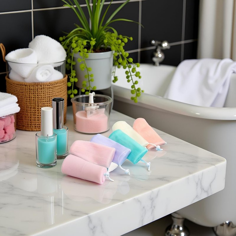 5Pcs Exfoliating Mesh Soap Pouch Bubble Foam Net Bag for Shower Saver Pouch Drawstring Foaming Net Soap Bag for Body Facial Cleaning Tool, 5 Colors Used Repeatedly, Cleansers, Facial Cleansing Bars