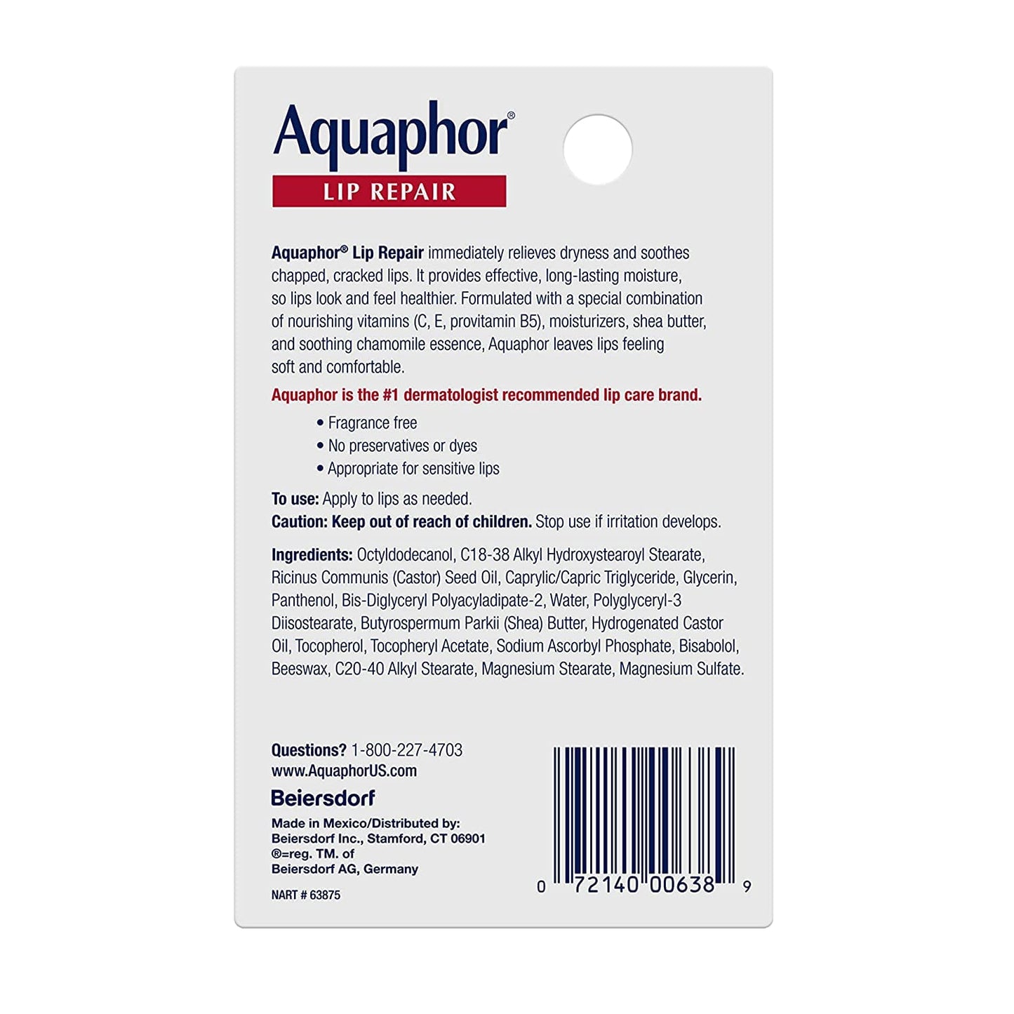 Aquaphor Lip Repair, 0.35 Fl Oz, Pack of 6