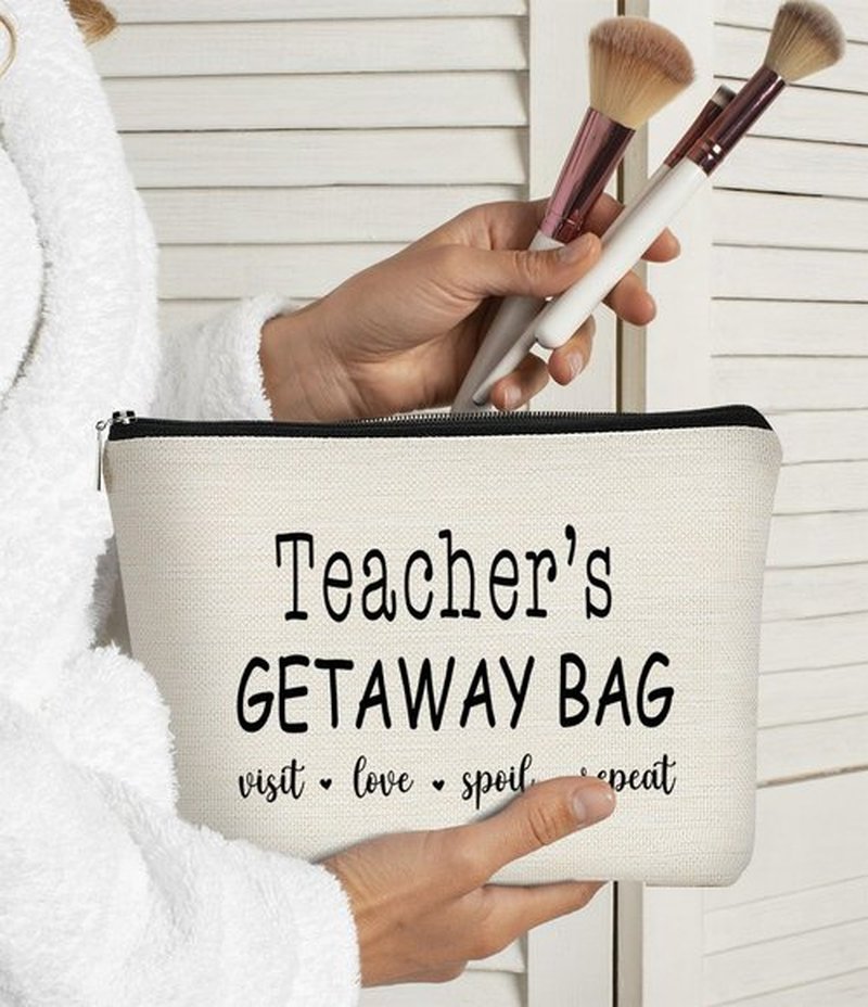 BARPERY Teacher Gifts for Women Makeup Bag, Teacher Bags,Teacher Appreciation Gifts,Teacher's Getway Bag,Gift for Teacher