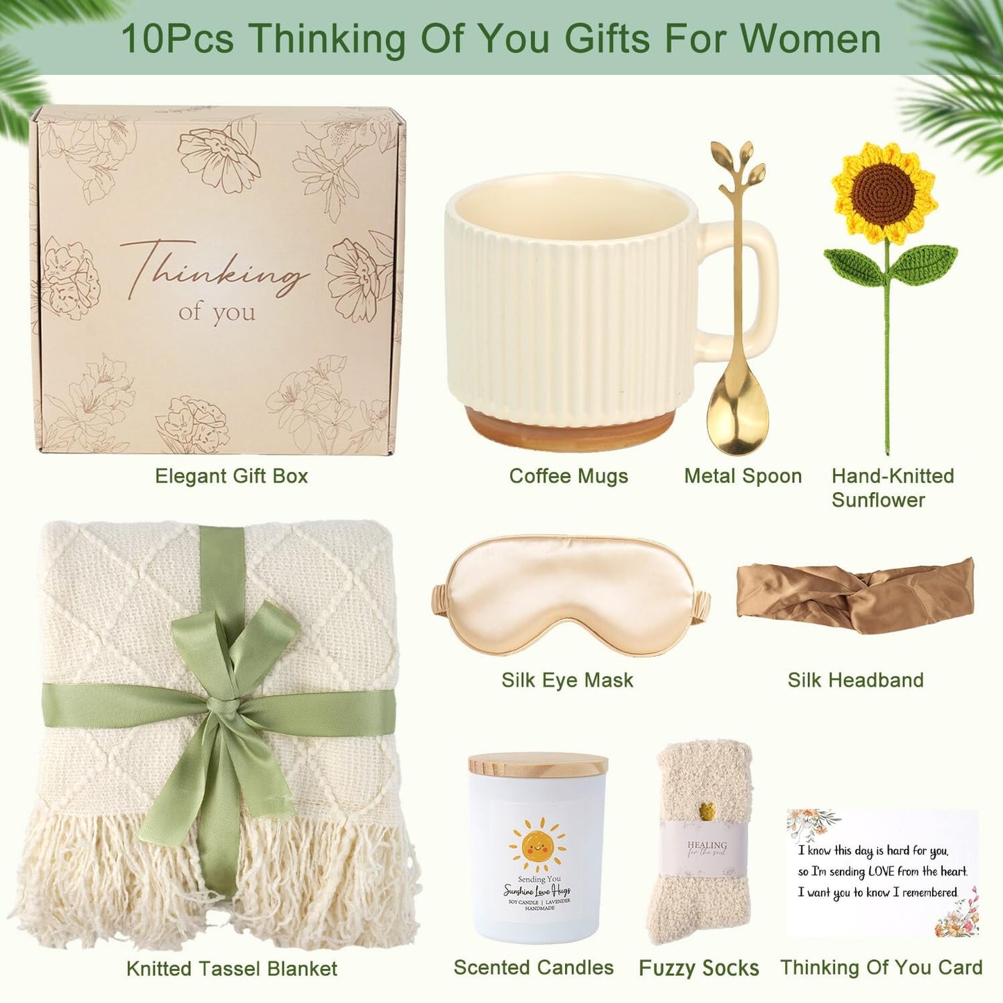Mothers Day Thinking Of You Gifts For Women, Comfort Gifts, Get Well Soon Gift Baskets For Women, Sunflower Set, Self Care Package, Condolences Gift Basket For Loss, Feel Better, Relaxation, Sympathy
