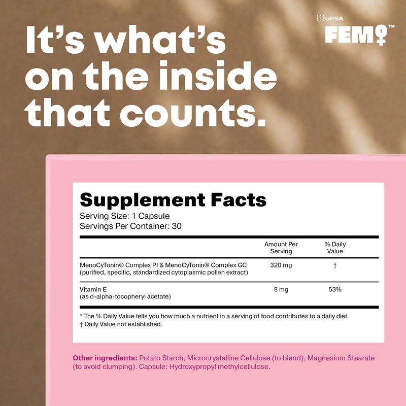 FEM Meno Menopause Supplements for Women - Non-Hormonal Menopause Relief for Hot Flashes & Night Sweats - Hormone Balance Support for Sleep, Mood & Energy - 30 Capsules