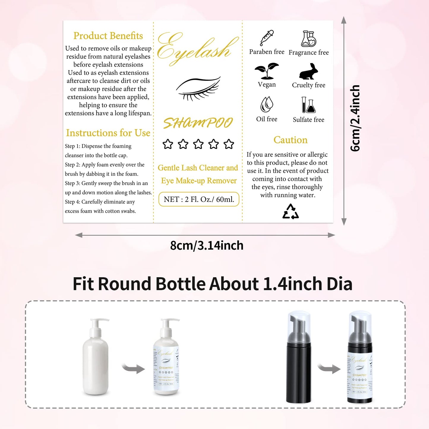 Tannova 100 Pcs Lash Shampoo Bottle Brushes Set 20 Empty Foam Pump Dispensers 20 Label Stickers 20 Mascara Wands and Tubes 20 Cleansing Brush 20 Bag for Eyelash Extensions Aftercare(Black)