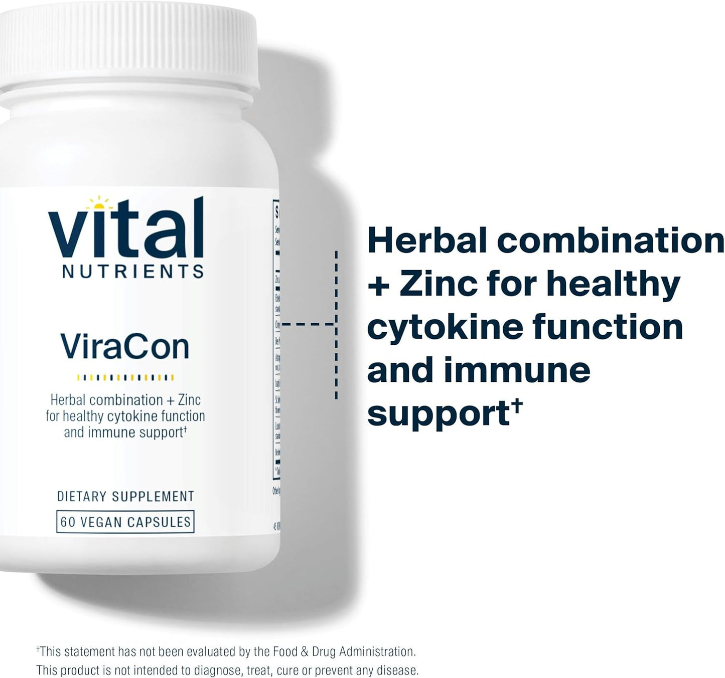 Vital Nutrients ViraCon | Vegan Immune Support Supplement* | Zinc, Elderberry, Licorice Root Extract, & Other Herbs for Comprehensive Immune Support | Gluten, Dairy, Soy Free | Non-GMO | 60 Capsules