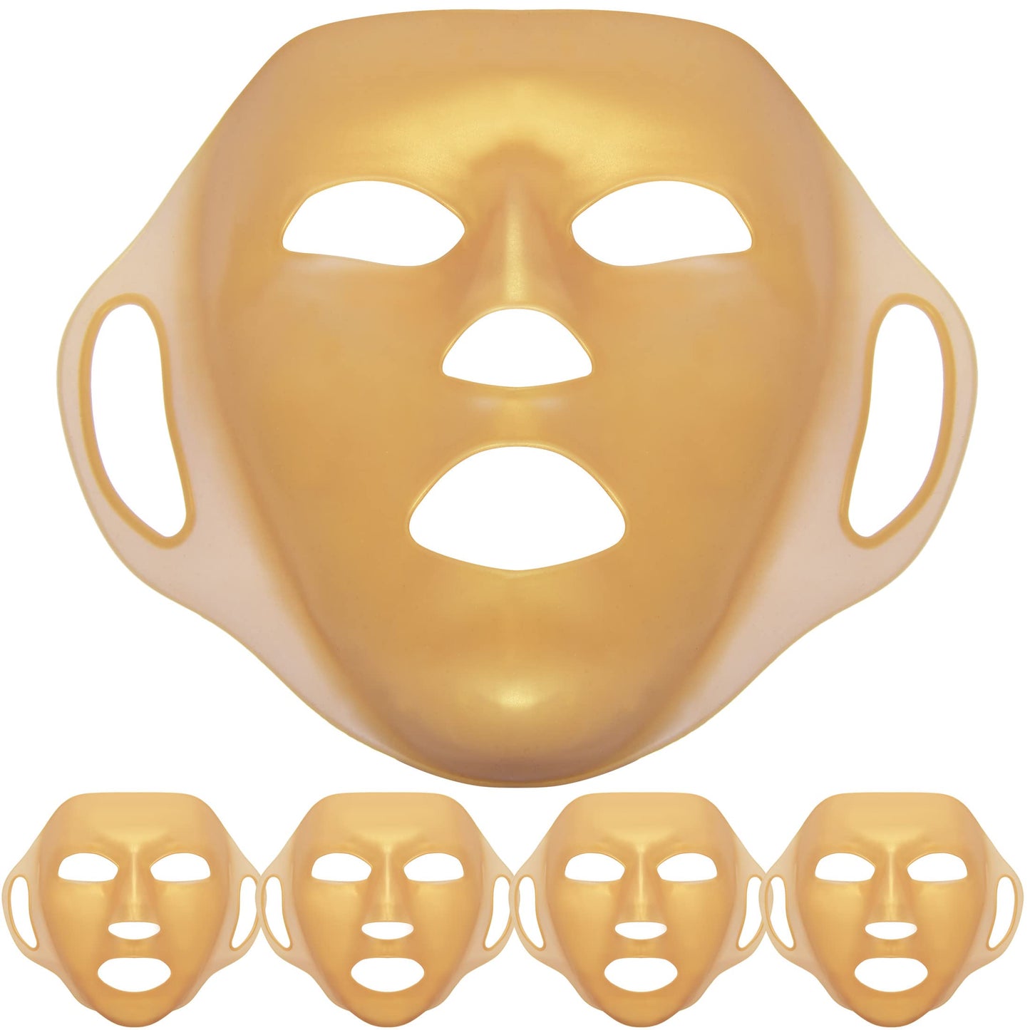 GELMAY 4Sheet 3D Gold Moisturizing Face Mask, Reusable Silicone Facial Mask Cover Hydrotherapy Patch Wrap for Women Skincare Beauty Prevent Evaporation
