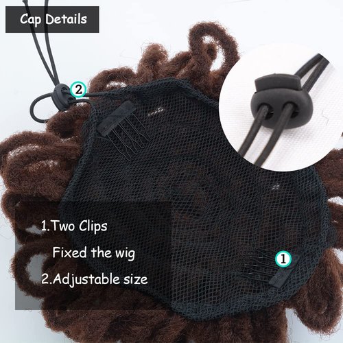 Yinmei Baibian Dreadlock Bun Faux Locs Drawstring Ponytail Dread Loc Petal Buns Curly Afro Puffs Braided Hair Extension Clip in on Braids Hairpieces for Black Women(33#)