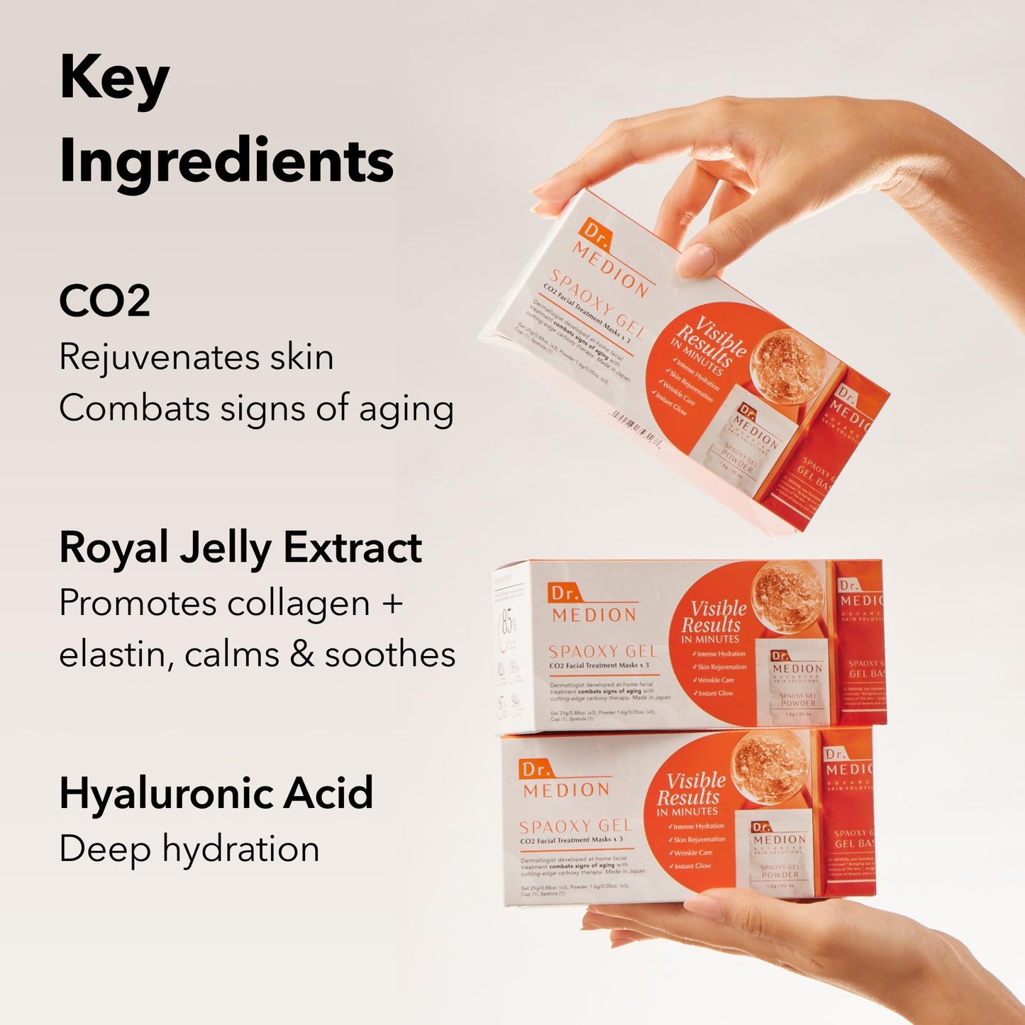 Dr. MEDION Spaoxy Gel CO2 Carbonated Face Mask | Anti-Aging, Fine Lines and Wrinkles, Visibly Firmer and Brighter Skin in 20 Min | Dermatologist-Developed | Made in Japan | 3 Treatments
