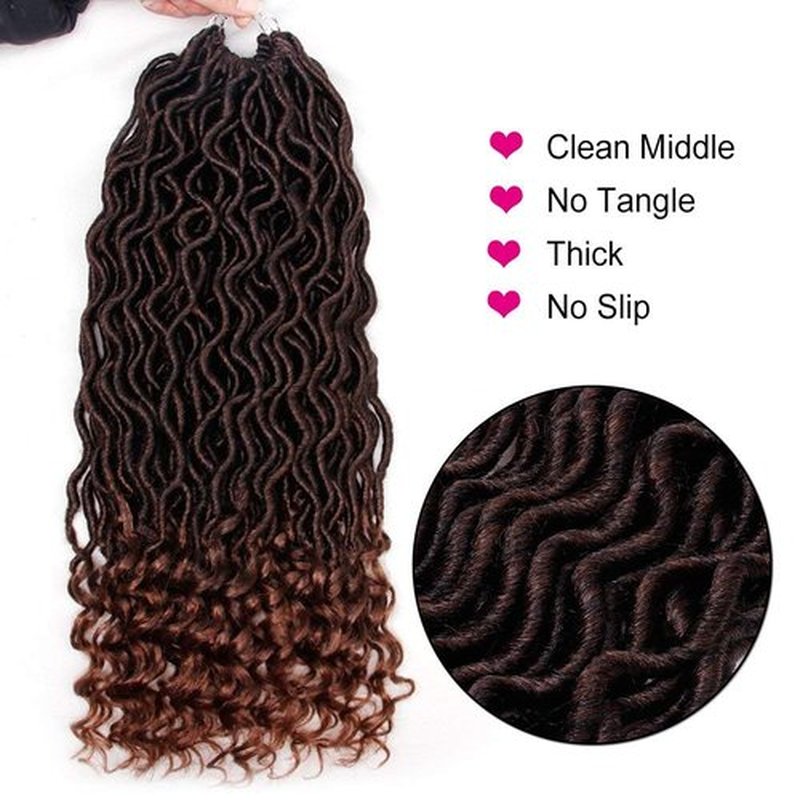 6 Packs Goddess Locs Crochet Hair Wavy Curly Faux Locs Crochet Braids Synthetic Hair Extensions Dreadlocks Crochet Locs Low Temperature Braiding Hair Ombre Crochet Fux Locs (20" (6 Packs), #T30)