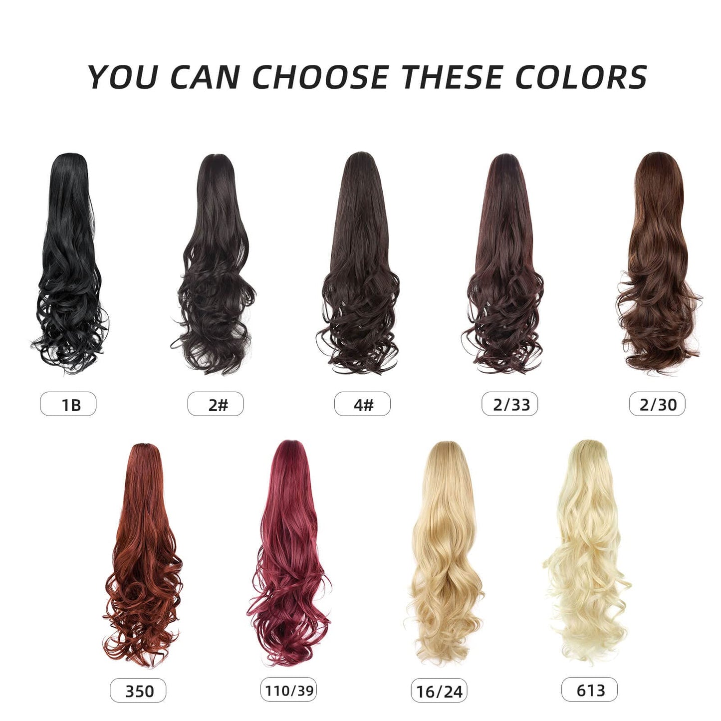 HEWEICSY Ponytail Extensions,Hair Extension Ponytail 22" Long Claw Hair Extension Synthetic Curly Wavy Hairpieces Ponytail Clip in Ponytail Wig Daily Fluffy Pony Tail for Women,4.8 OZ,Auburn