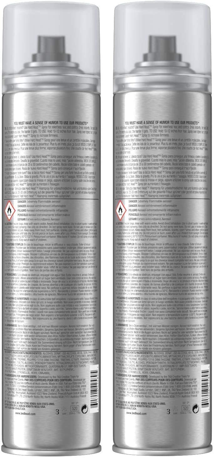 TIGI Bed Hard Head Extra Strong Hold Hair Spray, Tan, 10.6 Ounce