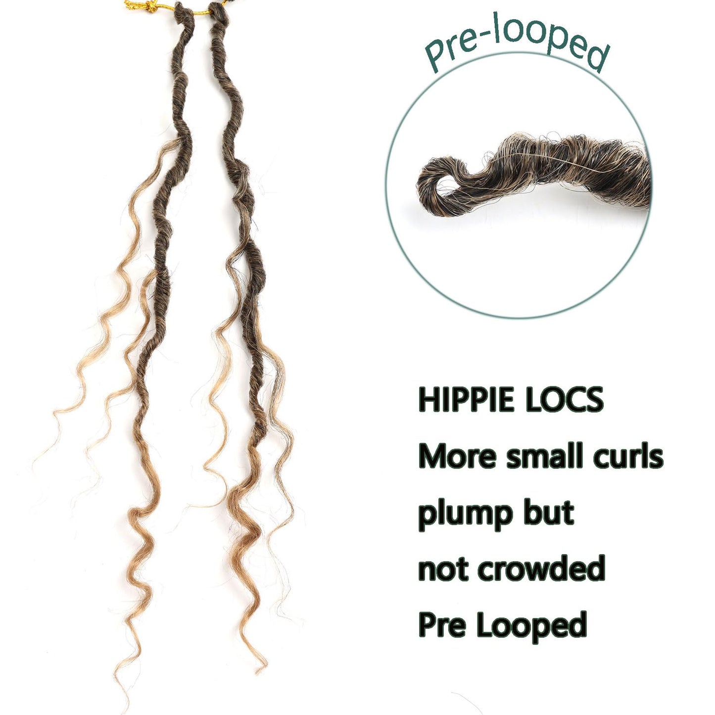 LMZIM 14 inch Goddess Locs Crochet Hair 8 Packs Hippie Locs Crochet Hair Pre Looped Faux Locs Crochet Hair for Black Women 1B/27