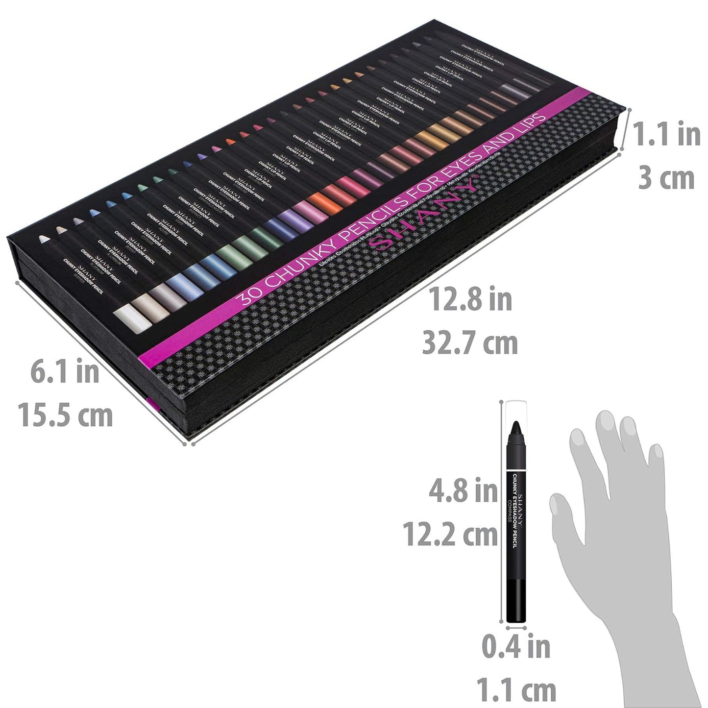 SHANY Eyeshadow Pencils Lip Liner, Eyeliner, Eye Pencils - Multi Use for EyeShadow, Lip Makeup, Lipstick with Vitamin E and Aloe Vera - Old Packaging