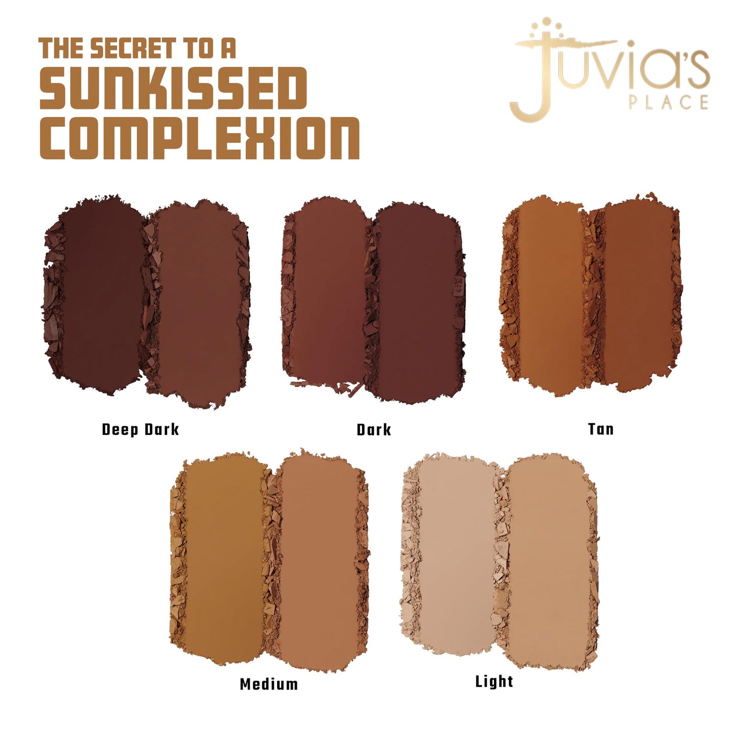 Juvia's Place Bronzed Duo Bronzer Dark - Soft Matte Bronzer, Contour Powder, Bronzer Pressed Powder, Long-Wearing & Buildable Bronzing Powder - Suitable for Dark to Deep Tan Skin Tone