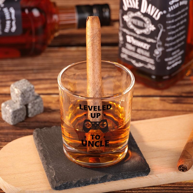 Ithmahco Promoted to Uncle Whiskey Glass, Funny New Uncle Announcement Gifts, First Time Uncles Announcement Bourbon Glass Gift, Funny White Elephant Gag Gifts for New Uncles