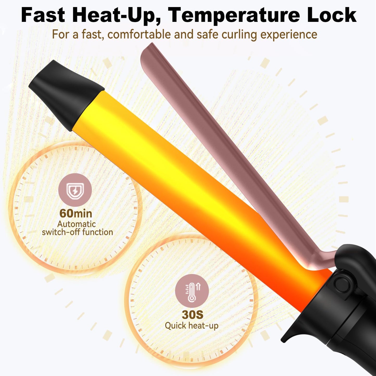 1 Inch Curling Iron,Curling Wand for Long Hair,5 Adjustable Temp LCD Digital Control,25 mm Thin Long Barrel Curling Iron Double Voltage 110-240V