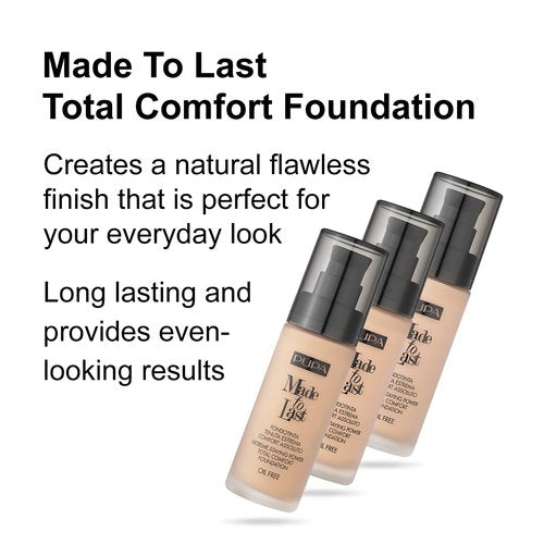 PUPA Milano Made To Last Extreme Staying Power Total Comfort Foundation - Extreme Hold Fluid Foundation - Long Lasting And Weather Resistant - Medium To High Coverage - Sand Beige - 1.01 Oz