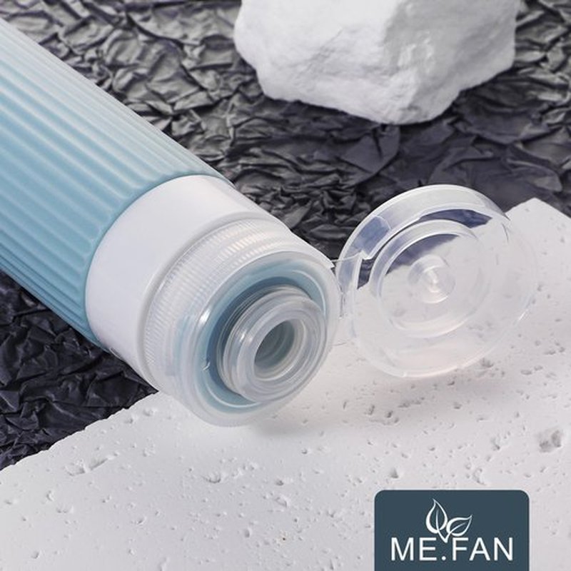 ME.FAN Travel Bottles for Toiletries, TSA Approved 3oz Silicone Travel Size Containers/Portable Split Bottle, Travel Accessories for Conditioner, Shampoo, Lotion - 4 Pack Blue