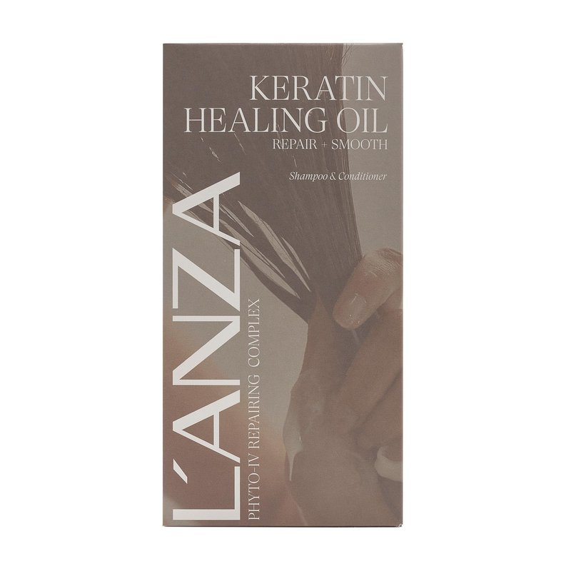 L'ANZA Keratin Healing Oil Shampoo & Conditioner Set, for Dry Damaged Hair, Moisturizing, Detangles, Reduces Breakage, Adds Shine, Anti-Frizz, Color Safe Anti-Humidity Strengthening Care, Haircare Kit