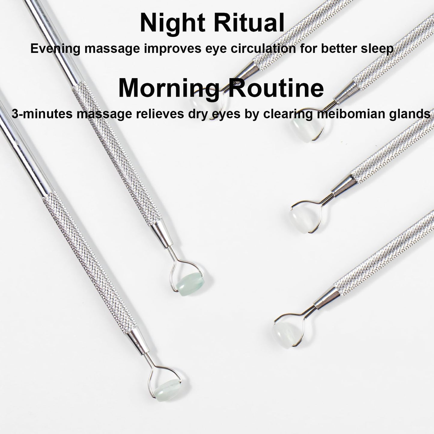NKQ Metal Eyelid Massage Wand for Dry Eyes,Eyelid Roller for Chalazion,Stye & MGD Relief,Improves Meibum Flow & Unclogs Oil Glands,Gentle Meibomian Gland Expression for Blocked Eyelid Glands (mini)