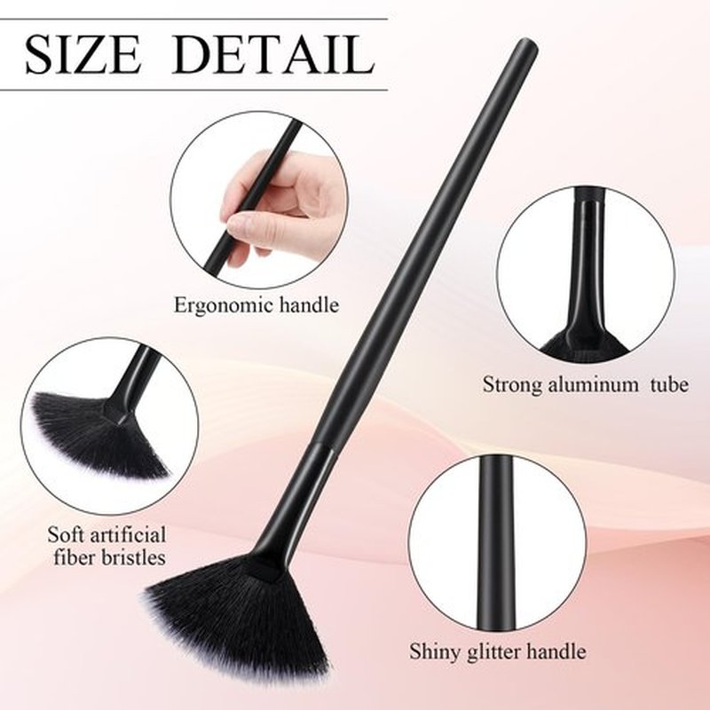 Maitys 9 Pieces Facial Brushes Fan Mask Brushes, Soft Facial Applicator Brushes Tools for Peel Glycolic Mask Makeup for Mud Cream (Full Black)