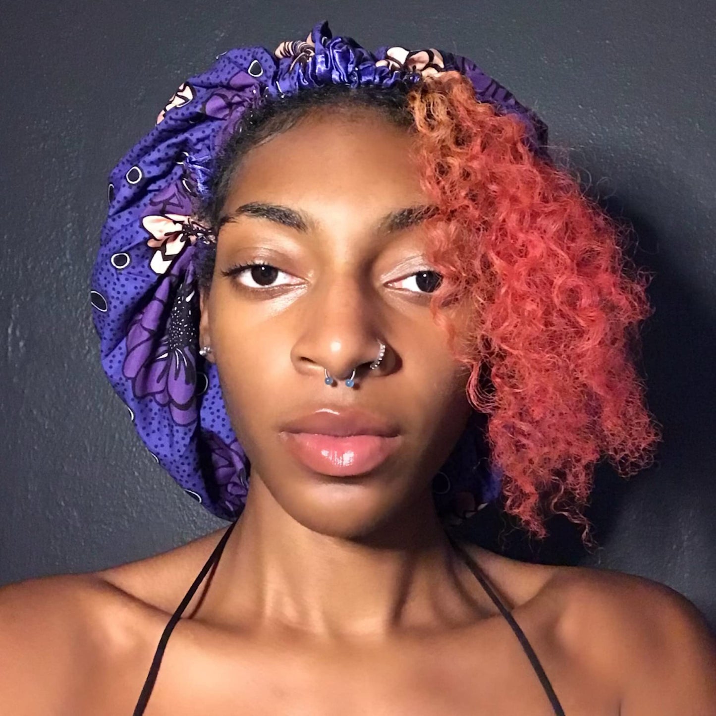 Melanin Crown Silk Hair Wrap for Sleeping â Premium Satin Hair Bonnet for Sleeping â Universal Fit Bonnet for Curly Hair Protects Against Breakage â Beautiful Colorful Designs Satin Sleep Cap Purple