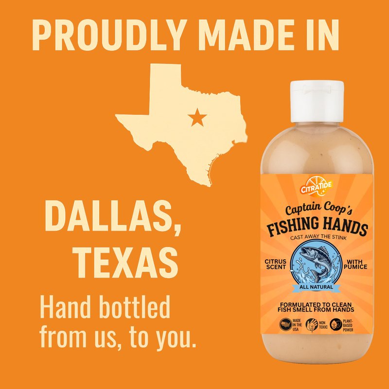 CITRATIDE Captain Coop’s Fishing Hands – Chemical-Free Citrus Hand Scrub & Odor Remover – Removes Fish Smell & Grease – Gentle on Skin – Great for Fishermen, Mechanics & Gardeners – Made in USA (8 oz)