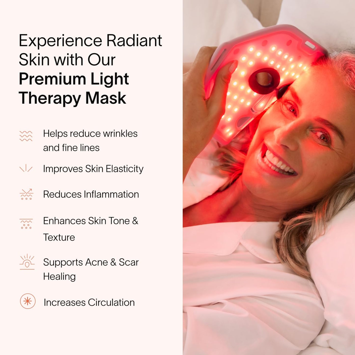 Solawave Wrinkle Retreat Light Therapy Face Mask | Red Light Mask with Infrared Light to restore firm skin | 10 minute treatment