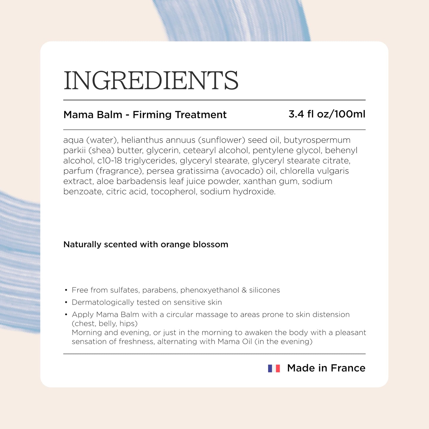 MINOIS PARIS Firming Belly Balm β 99.8% Natural Pregnancy Stretch Mark Cream β Belly Butter for Pregnancy & Postpartum β Hydrating, Firming, Gentle Care β Made in France β 3.4 fl oz